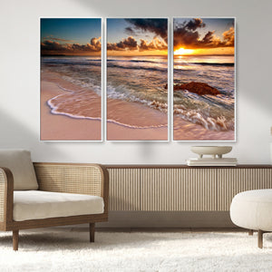 Sunset on Ocean Wall Art Canvas Print