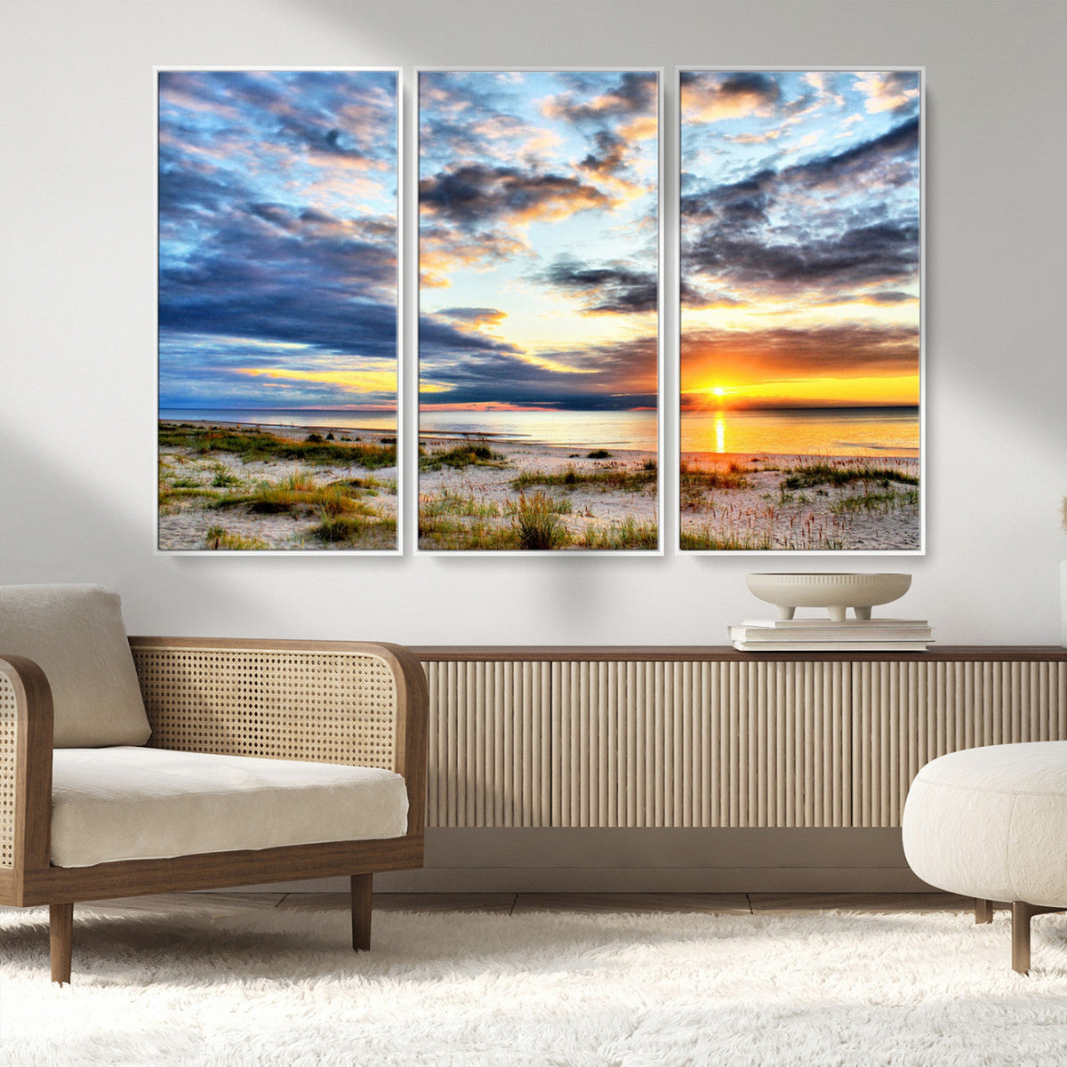 Sunset On The Ocean Wall Art Canvas Print