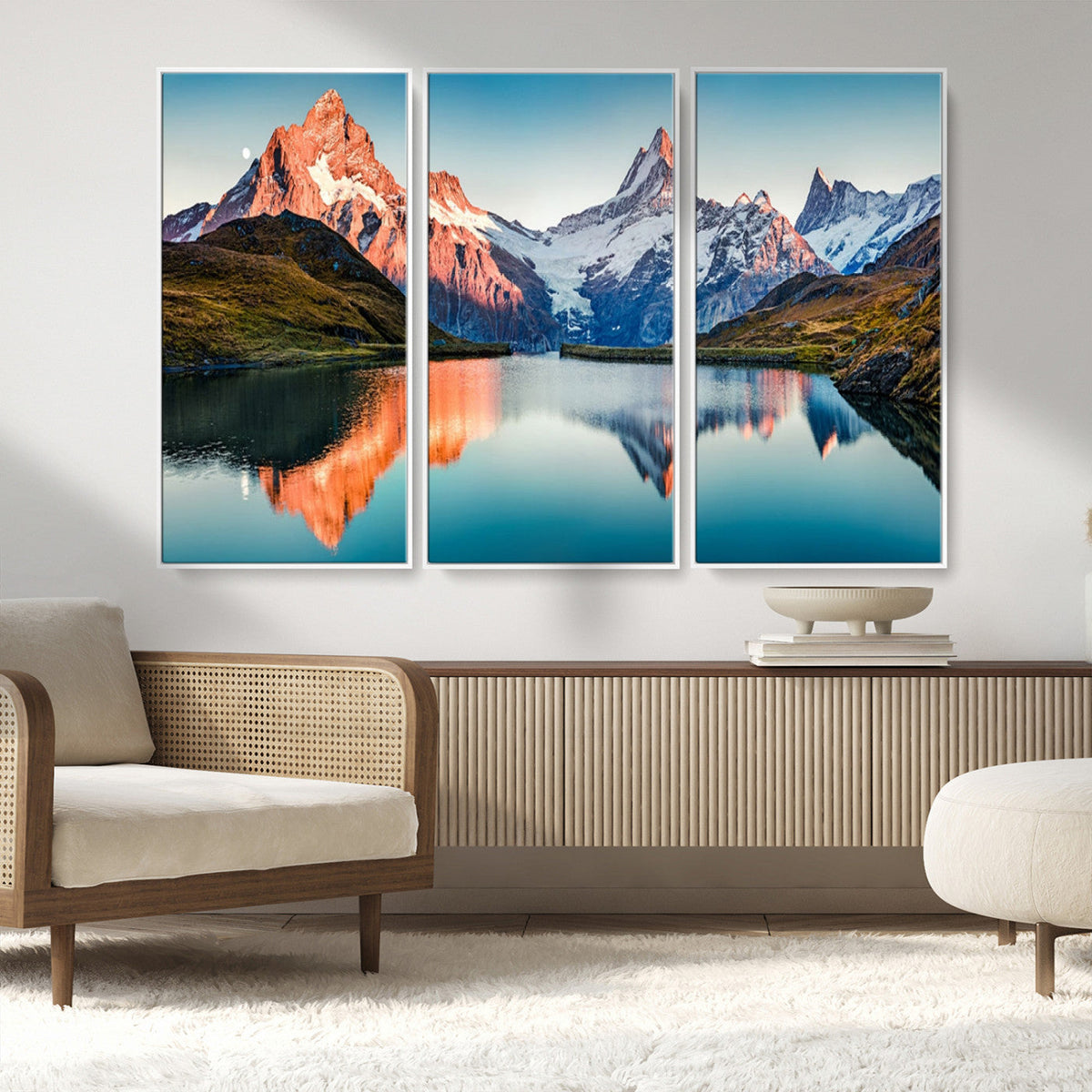 Landscape Mountain and Lake View Wall Art Canvas Print
