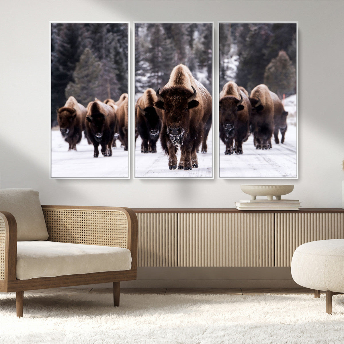 Bison Wall Art Canvas Print- Bison Herd Canvas Wall Art –