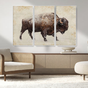 Buffalo Wall Art, Western Bison Canvas Print, Rustic Buffalo