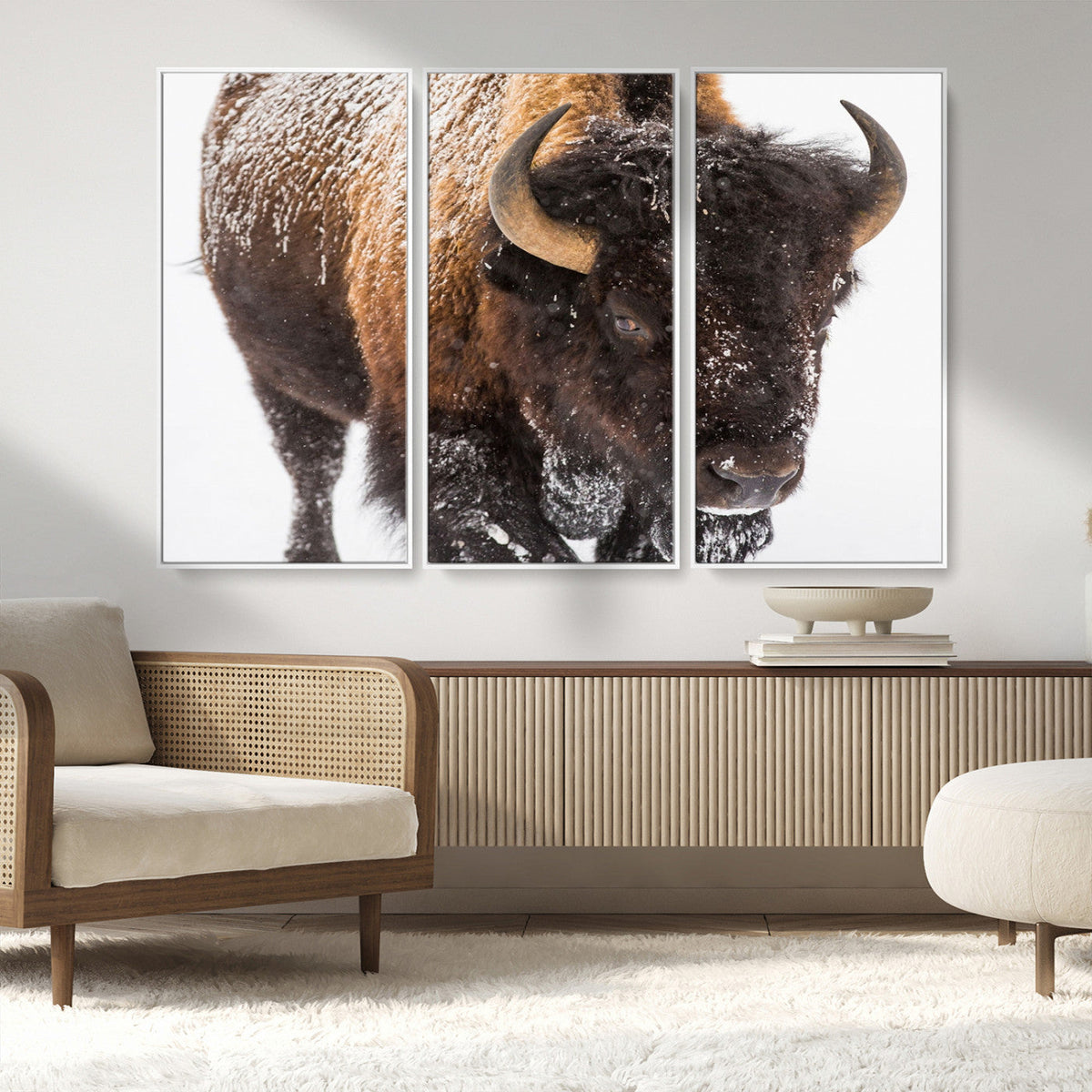 Bison Wall Art Canvas Print For Farmhouse, Wild Animal Wall