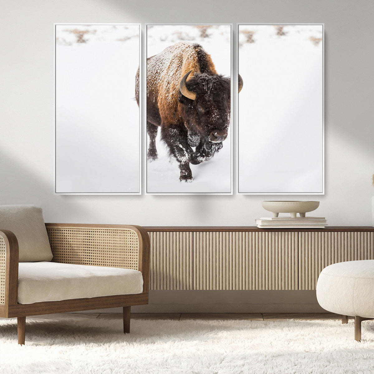 Bison Winter Wall Art Canvas Print For Farmhouse Decor
