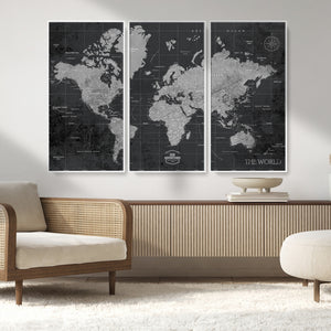 World Map Canvas Print – Detailed Map of the World Wall Art