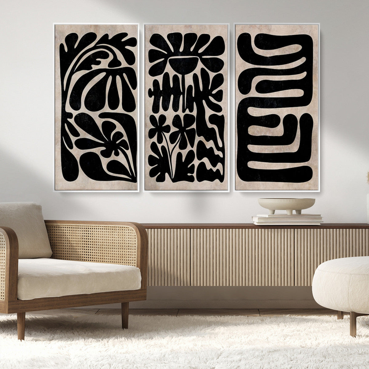 Canvas Print Wall Art Abstract Art Boho, Framed Boho Art