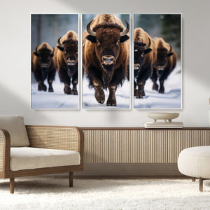 Buffalo Wall Art Canvas Print, American Bison Herd Wall Art