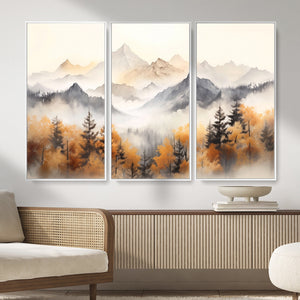 Abstract Mountain Wall Art | Misty Mountain Forest and