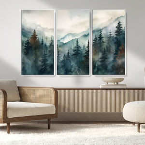 Serenity Forest Wall Art Canvas | Foggy Mountain Landscape