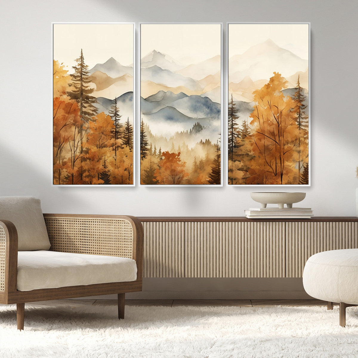 Golden Autumn Forest Wall Art Canvas | Mountain Landscape
