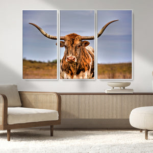 Texas Longhorn Wall Art Print, Framed Longhorn Cow Wall Art
