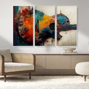 Abstract Guitar Wall Art Canvas | Vibrant Music-Inspired Art