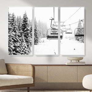 Ski Wall Art - Ski Lift Wall Art Canvas Print Snow Covered