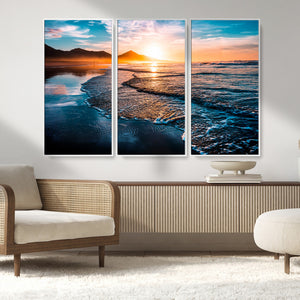 Sunset Beach Ocean Canvas Wall Art – Tranquil Ocean