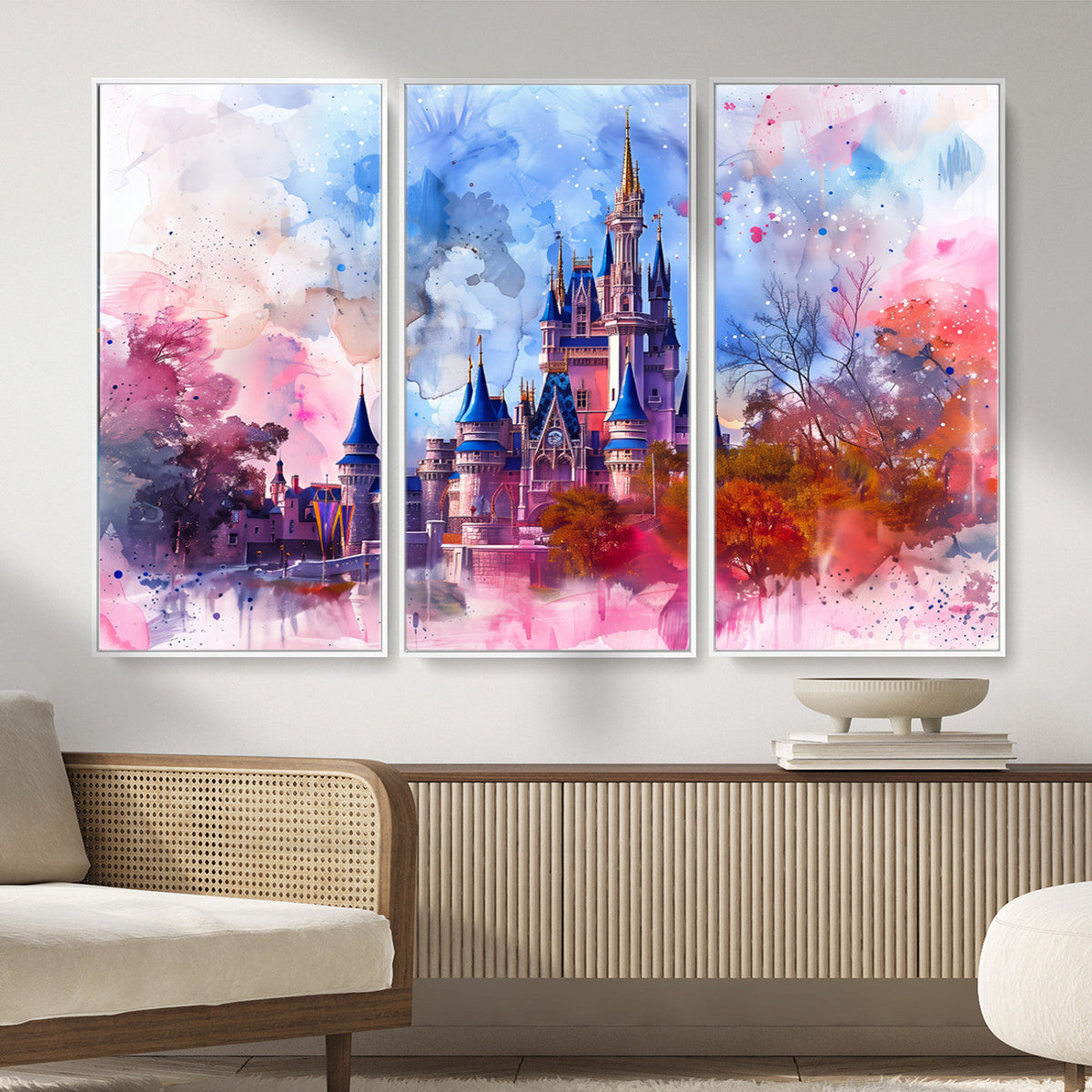 Disney Wall Art: Dreamy Watercolor Cinderella Castle Canvas