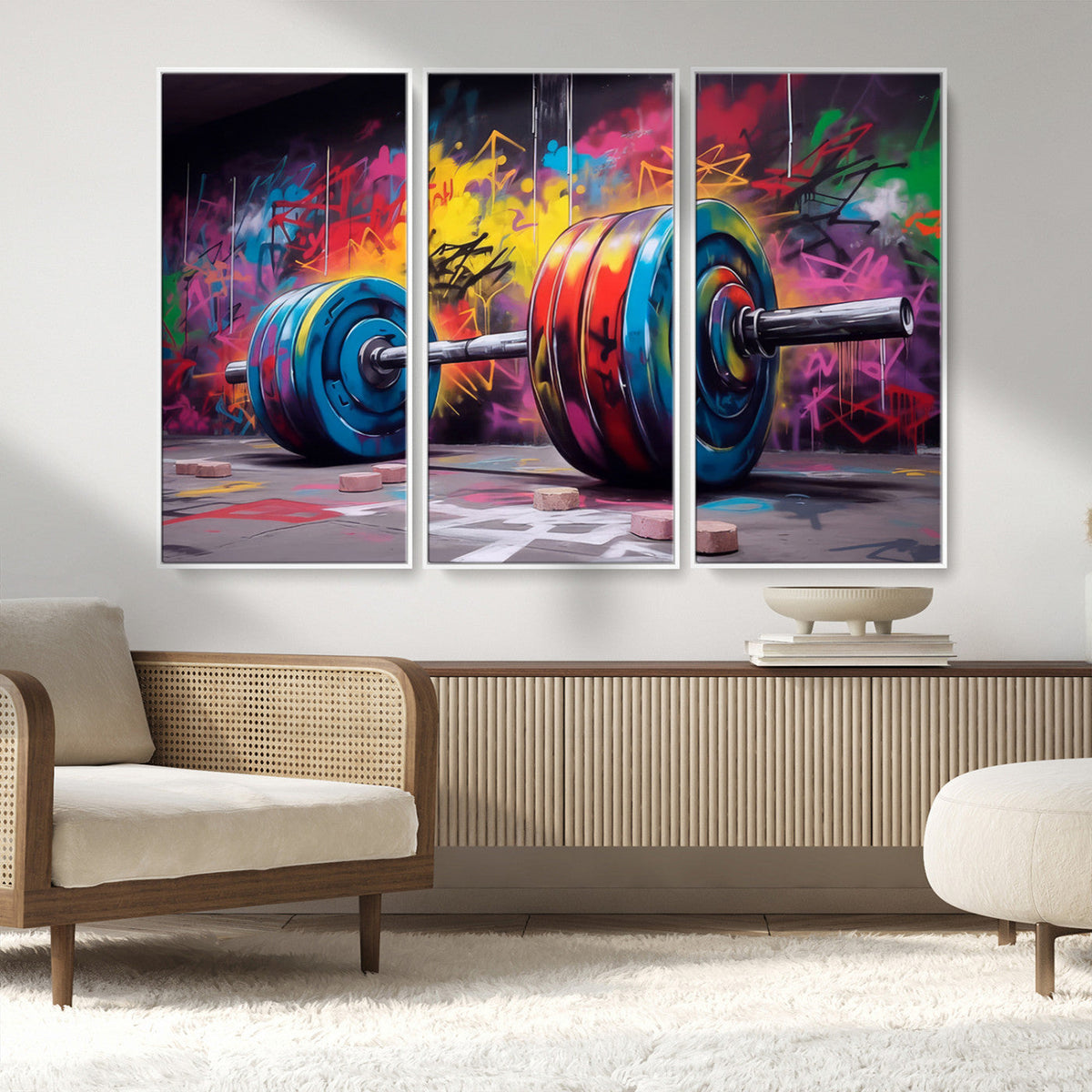Abstract Graffiti Barbell Canvas Wall Art – Urban Fitness