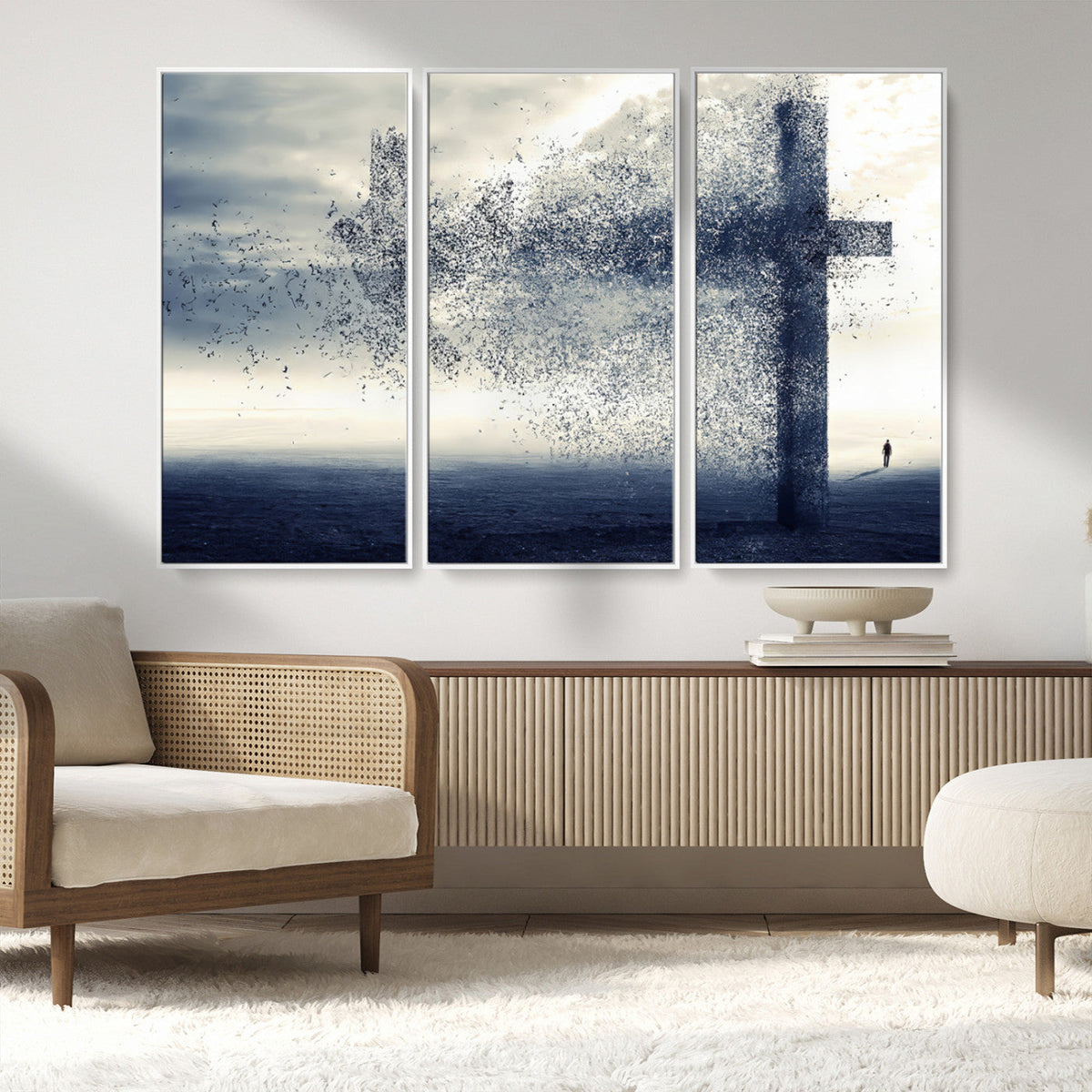 Jesus and the Fading Cross Wall Art Print – Symbol of Faith,