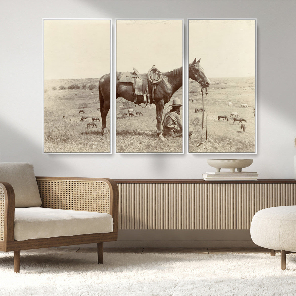 Cowboy Wall Art - Western Horse Canvas Print - Vintage
