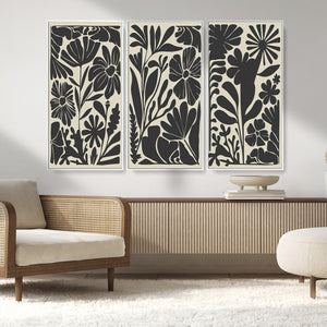 Modern Botanical Wall Art - Floral Black and White Canvas