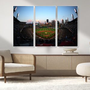 PNC Park Evening Game Triple Canvas Wall Art - Pittsburgh