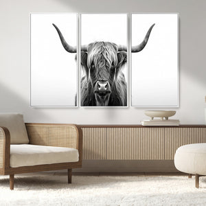 Highland Wall Art Canvas Print – Minimalist Black and White