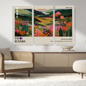 Yayoi Kusama Abstract Print, Vibrant Floral Mountain Art