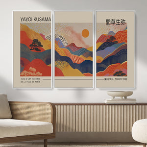Yayoi Kusama Landscape Canvas Print, Vibrant Floral Mountain