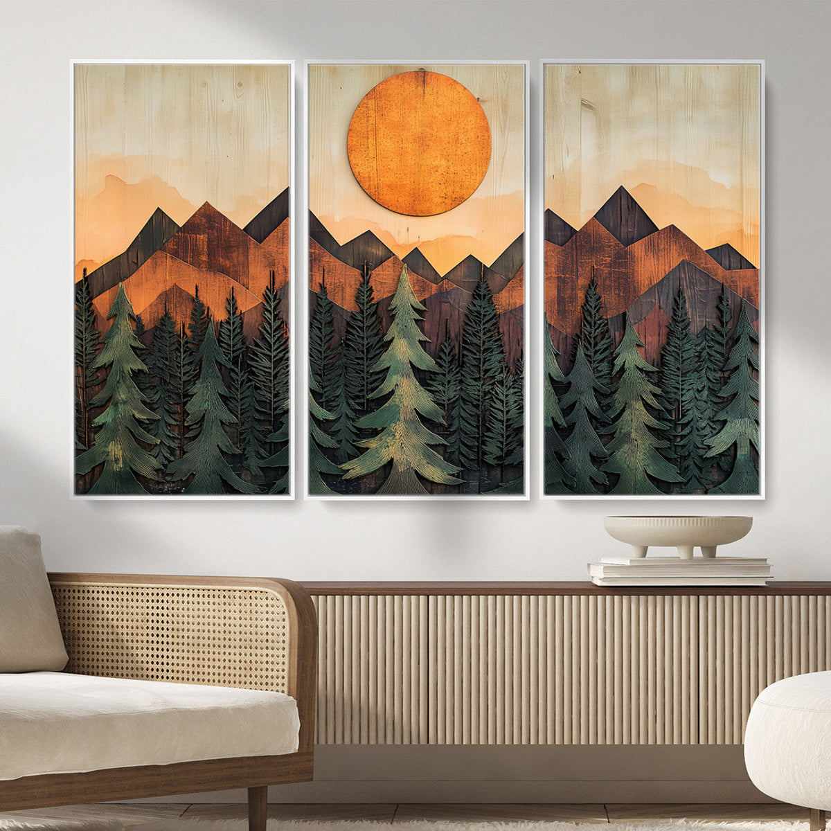 Sunset Mountain Landscape Canvas Wall Art Print - Nature