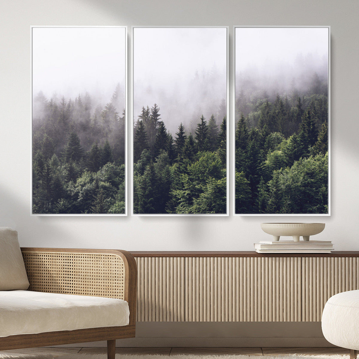 Misty Forest Wall Art | Foggy Forest Canvas Print | Large