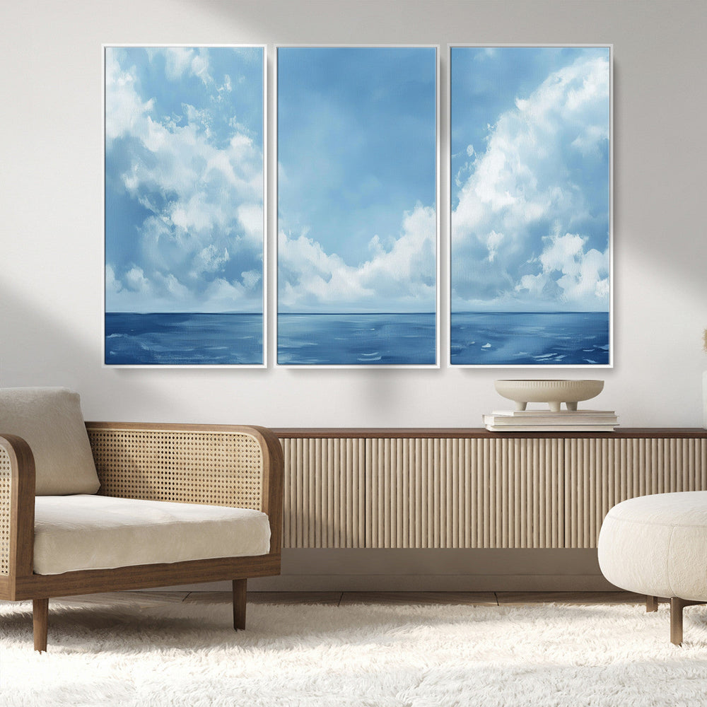 Abstract Ocean Print Artwork- Serene Blue Ocean Canvas Wall