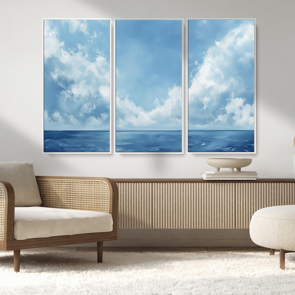 Abstract Ocean Print Artwork- Serene Blue Ocean Canvas Wall