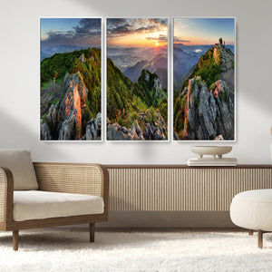 Mountain Sunset Panoramic Wall Art Canvas Print – Framed