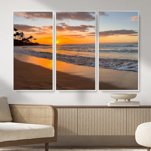 Tropical Beach Wall Art – Framed Sunset Ocean Canvas