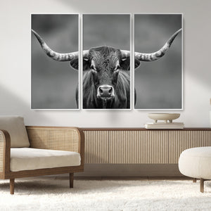 Texas Longhorn Wall Art Canvas Print – Framed Western Bull