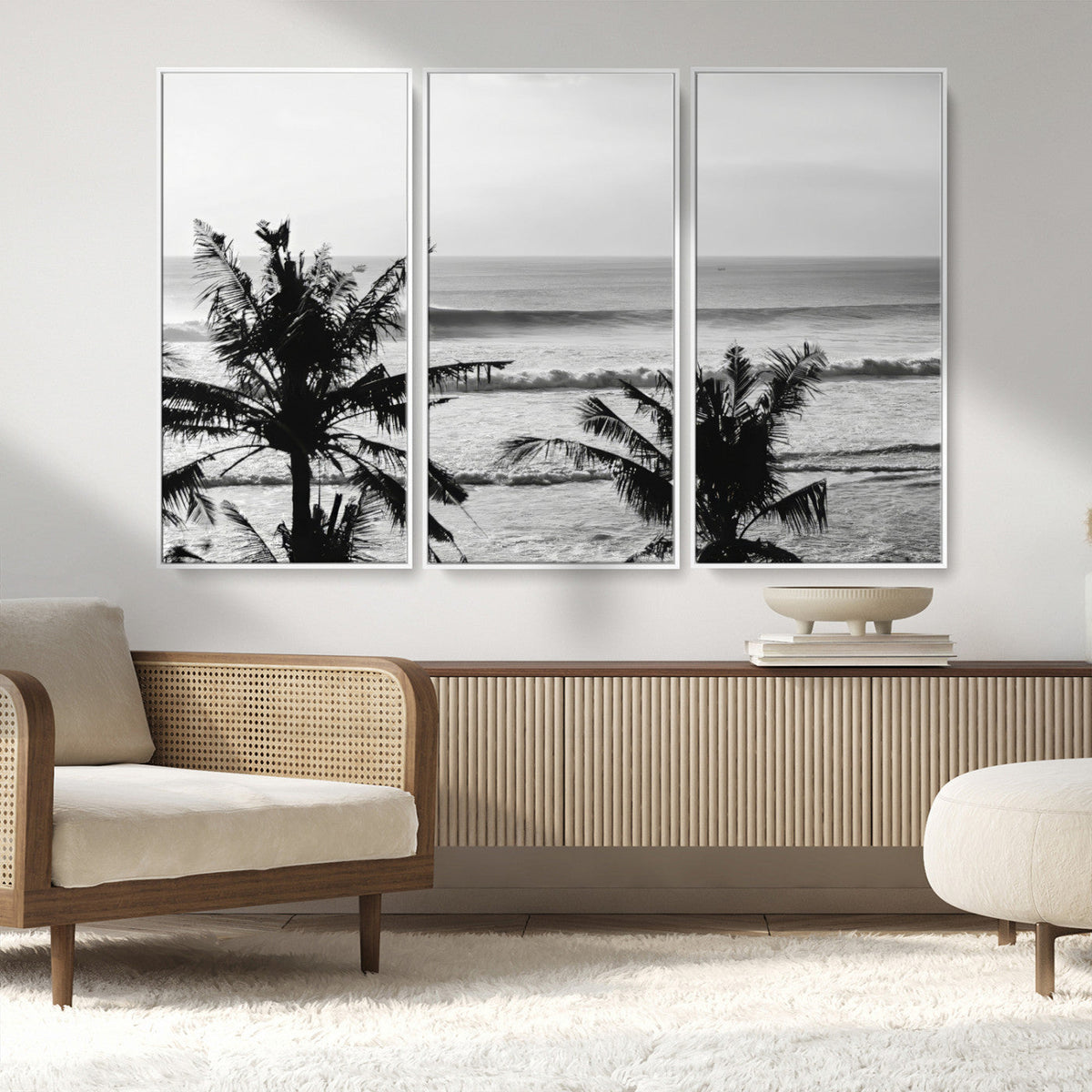 Tropical Coastline Wall Art Canvas Print – Framed Palm Trees