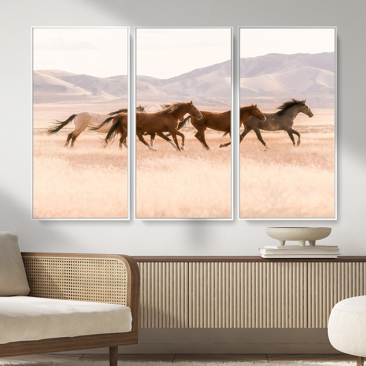 Wild Horse Wall Art Canvas Print – Framed Rustic Western Art