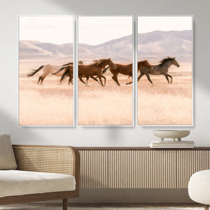 Wild Horse Wall Art Canvas Print – Framed Rustic Western Art