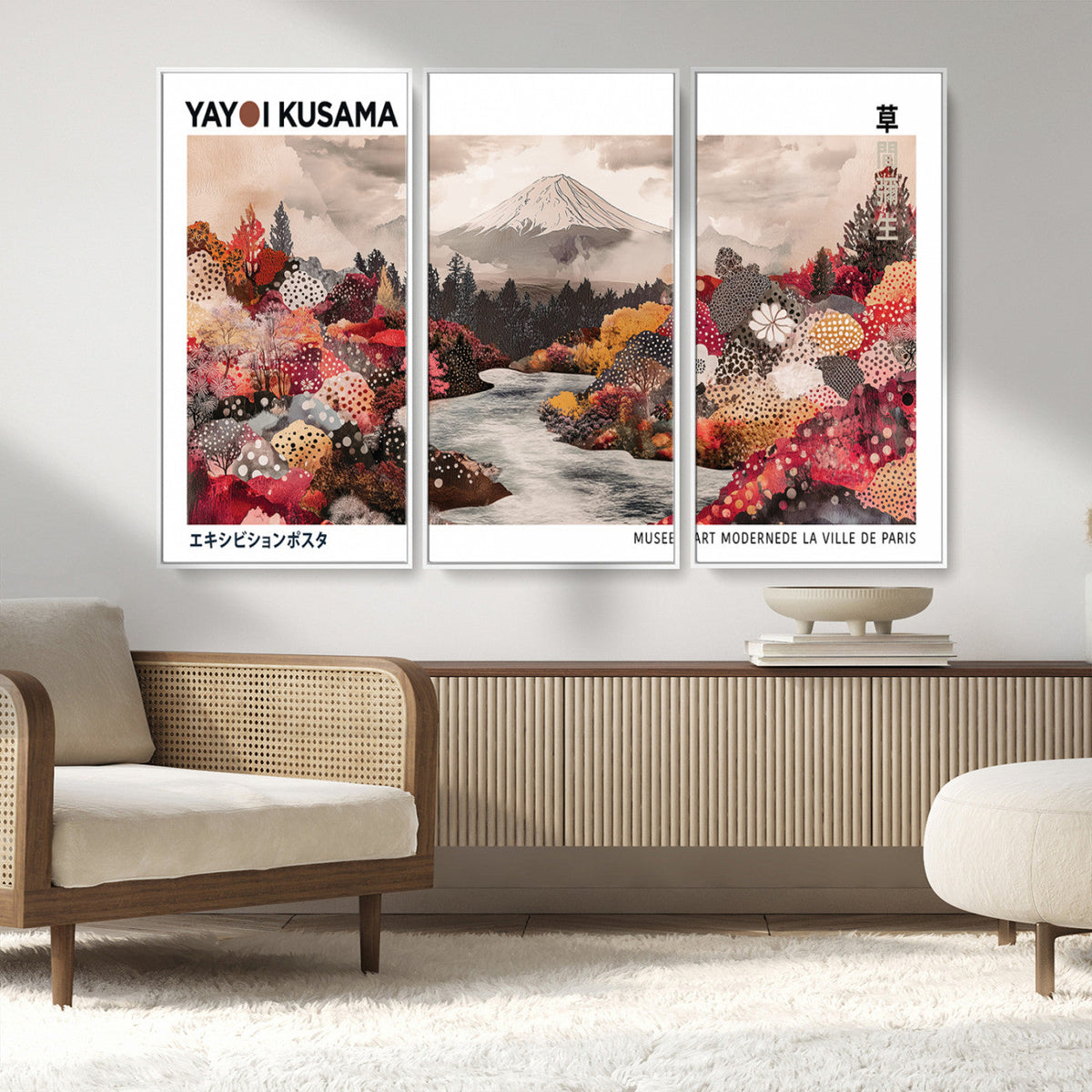 Modern Japanese Wall Art Canvas Print – Framed Abstract