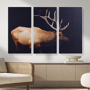 Rustic Elk Wall Art Canvas Print – Framed Moody Wildlife Art
