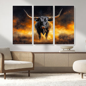 Longhorn Canvas Wall Art Canvas Print – Framed Bold Bull