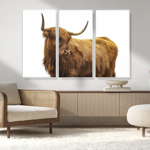 Highland Cow Wall Art Canvas Print – Framed Farmhouse Rustic