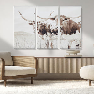 Longhorn Wall Art Canvas Print – Framed Western Cow Rustic