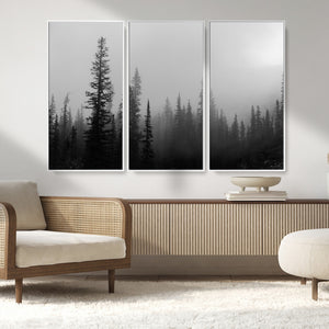 Misty Pines Wall Art Canvas Print – Framed Woodland