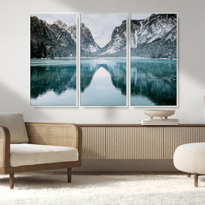 Mountain Lake Wall Art Canvas Print – Framed Toblacher See