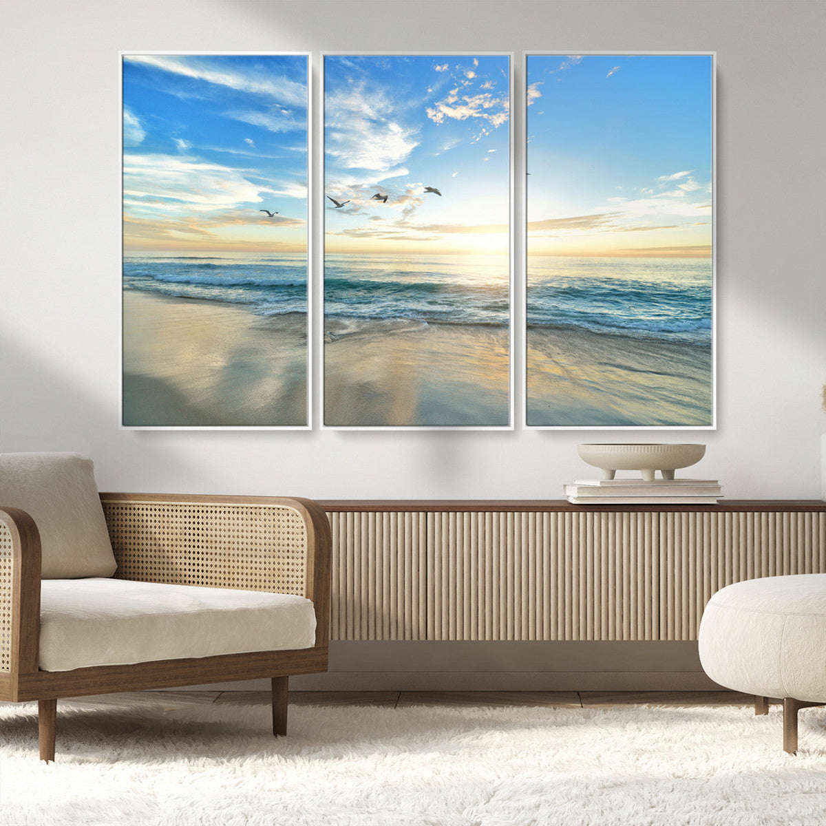 Minimalist Seaside Wall Art Canvas Print – Morning Glow