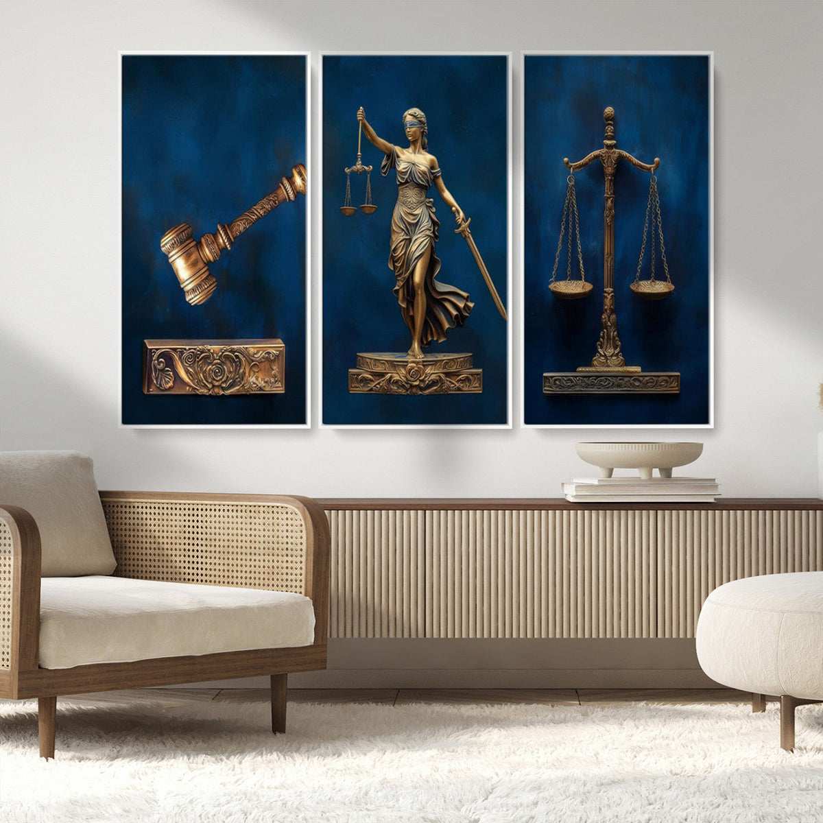 Lady Justice Wall Art Canvas Print – Elegant Gold Legal