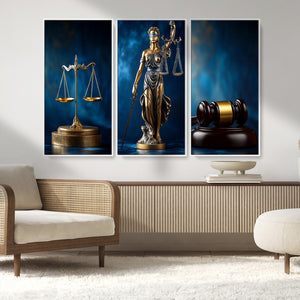 Lady Justice Wall Art Canvas Print – Elegant Gold Legal