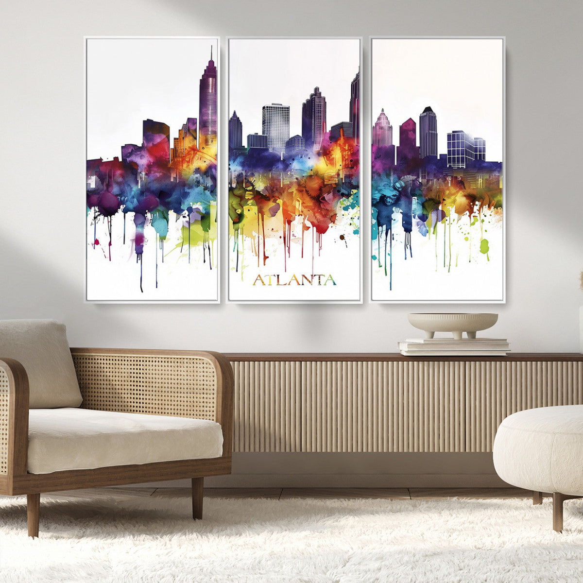 Atlanta Skyline Wall Art Canvas Print – Framed Colorful