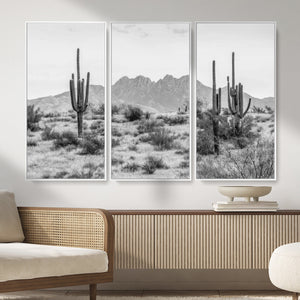 Black White Arizona Desert Canvas Wall Art Cactus Farmhouse