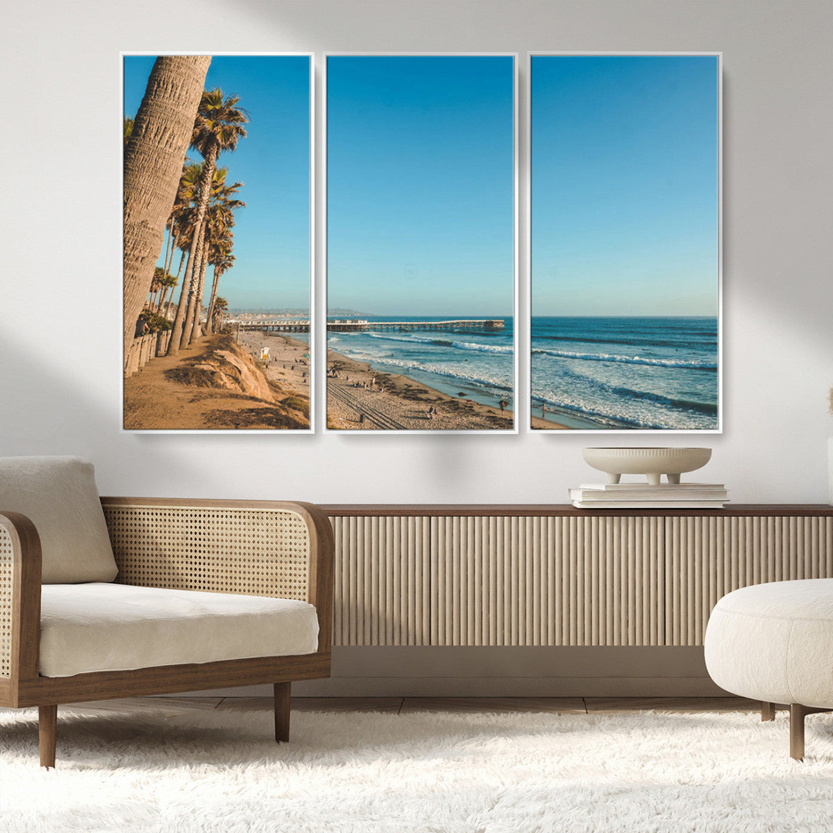 Scenic Beach Wall Art Canvas Print – Tall Palm Trees, Sandy