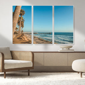 Scenic Beach Wall Art Canvas Print – Tall Palm Trees, Sandy